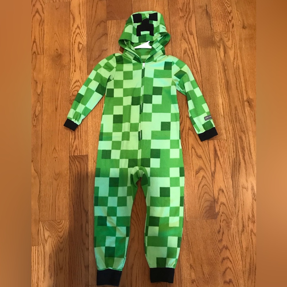 Minecraft creeper fleece pajama unisuit